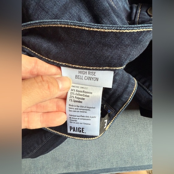 Paige High Rise Bell Canyon Wide Leg Jeans Women’s SZ 32 Dark Wash Boot Cut - Picture 8 of 11